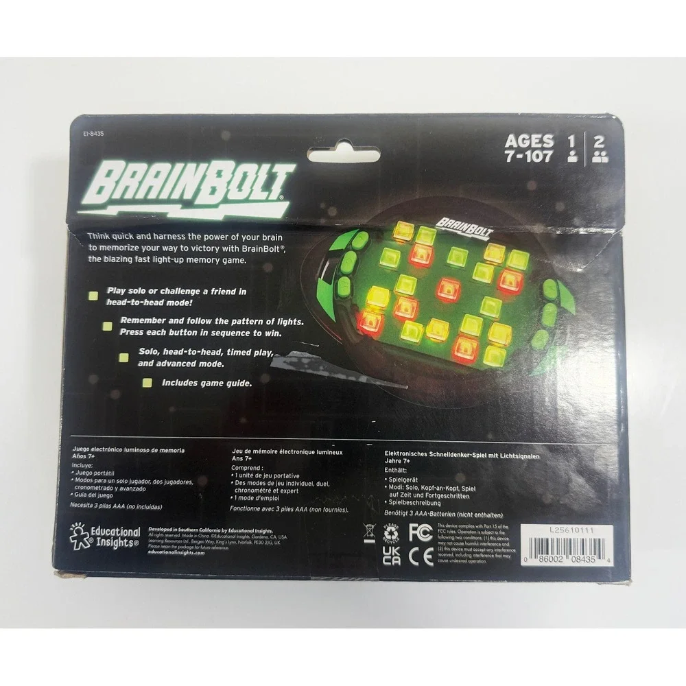 Educational Insights BrainBolt Brain‎ Teaser Memory Game New